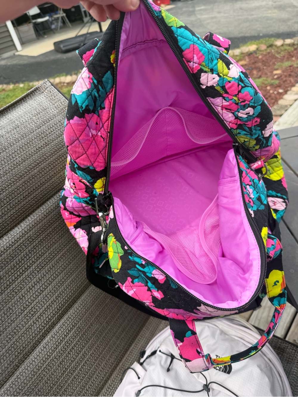 Vera Bradley Quilted Floral Tote in Black with Pink, Teal & Yellow - Picture 4 of 4